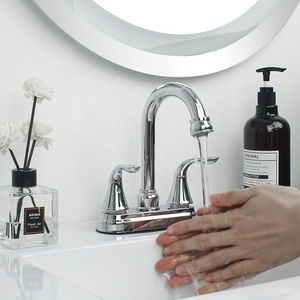 Mitigeur de lavabo de salle de bain moderne 320021 Metalique 320021, corps et cartouche en laiton chromé, 4 po, 2 poignées, 2 trous, haute qualité - Product Image 3
