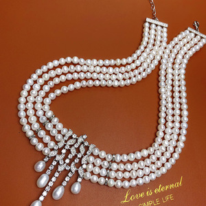 Collar de Perlas Reales de Lujo al por Mayor, Estilo Audrey Hepburn, Joyería Elegante para Novias, Bodas, Galas y Fiestas Nocturnas - Product Image 3