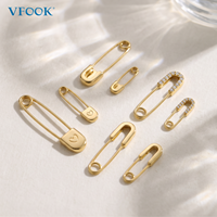 Composants de fabrication de bijoux VFOOK Findings, forme épingle de sûreté minimaliste, fermoir multi-tailles en or massif 18 carats pour bracelet et collier