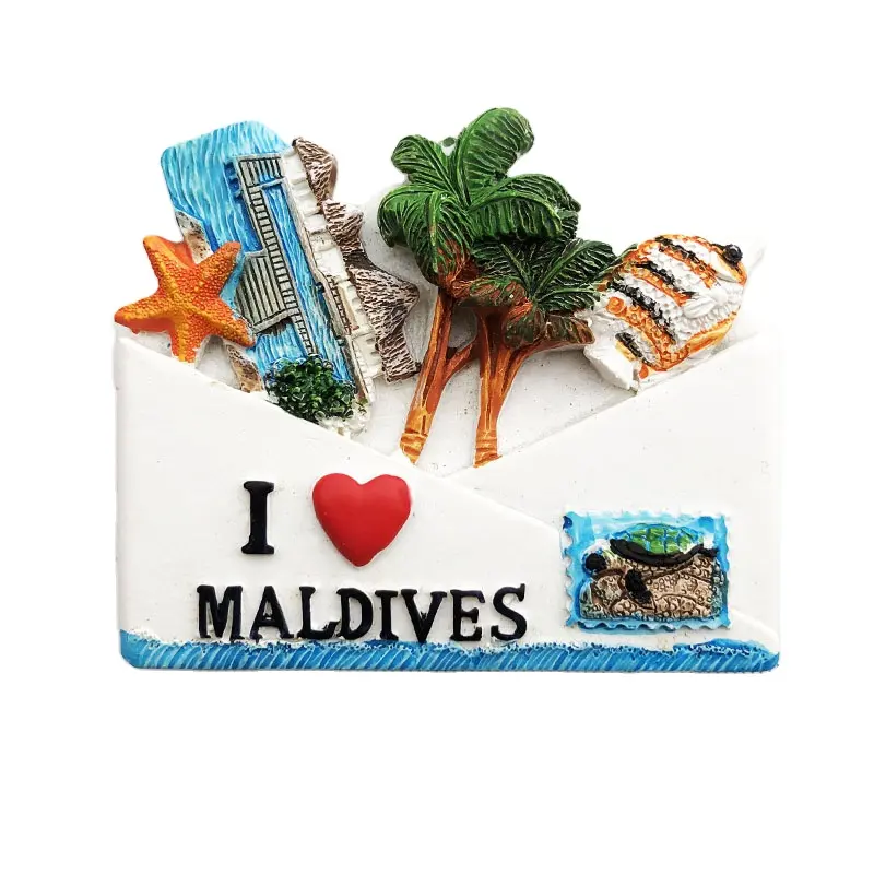 In stock Maldives 3D City Tourism Souvenir Marine Fridge Magnets Magnetic Refrigerator Sticker