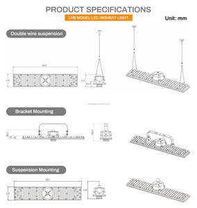 Luminaire linéaire <span class=keywords><strong>industriel</strong></span> CEE 250W 3CCT 3000-6500K avec capteur 2-en-1, étanche, 185Lm/W, 220-240V, pour <span class=keywords><strong>atelier</strong></span> et usine - Product Image 6