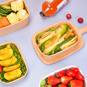 Tazón Rectangular Desechable de Papel Kraft Marrón de Grado Alimenticio de 500 ml, 650 ml, 750 ml, 1000 ml con Tapa de PP para Sushi y Sándwiches - Product Image 2