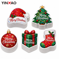 Autocollant découpé sur mesure, imperméable, en vinyle holographique étoilé, décoration de Noël, autocollant scintillant pour coffret cadeau de Noël
