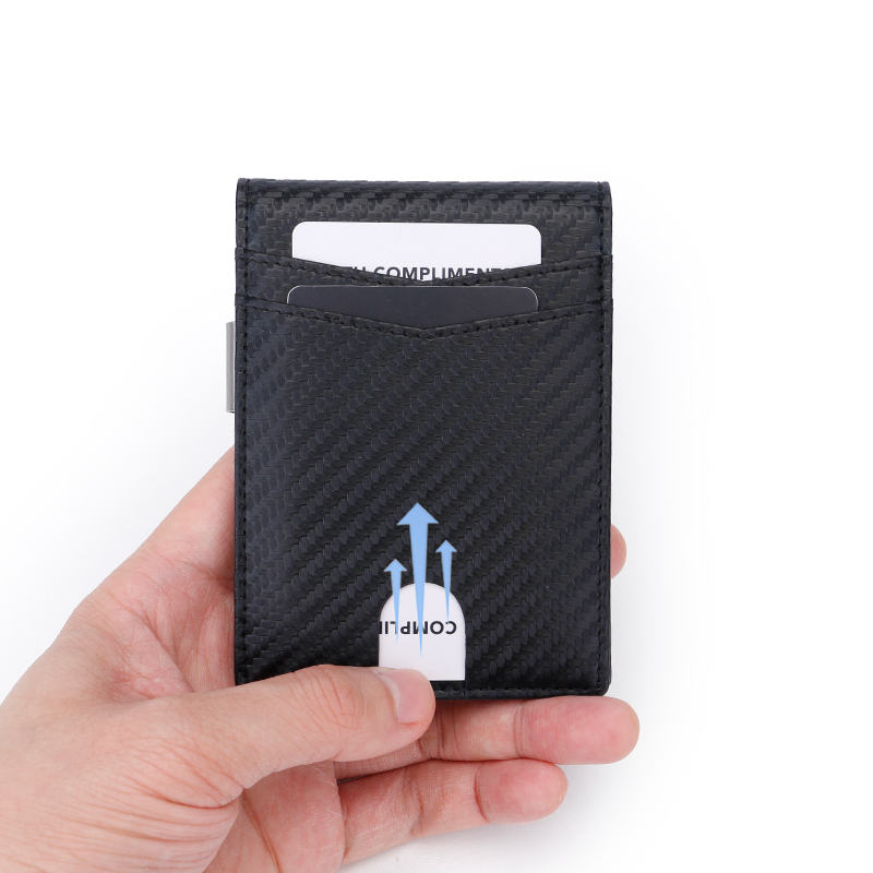 Индивидуальный складной кошелек с RFID-блокировкой, кошелек из искусственной кожи с зажимом для денег, Тонкий минималистичный мужской кошелек с Airtag