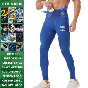 Collants de compression pour hommes Second Skin, pantalon de sport taille haute, respirant, séchage rapide, leggings de course, logo personnalisé - Product Image 2