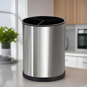 Estante multifuncional de acero inoxidable para cocina al por mayor, tubo de almacenamiento giratorio de 360 grados para cuchillos y cubiertos en Stock - Product Image 4