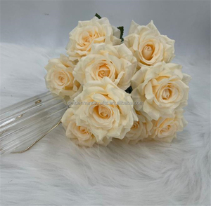 QSLH-CF240 fleurs artificielles en soie 9 têtes bouquet de roses bouquet de fleurs bouquet de fleurs en soie rosiers Arrangement floral mariage - Product Image 6
