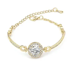 Exquisite zircon diamonds plated gold alloy choker fashion bracelet for adults