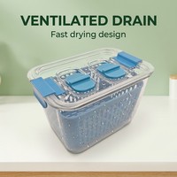Boîte de rangement alimentaire multifonctionnelle empilable en plastique avec drain, panier ventilé, organisateur de réfrigérateur pour fruits et légumes