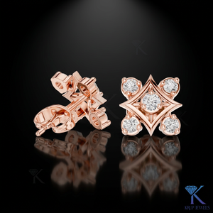 Lab Grown Diamond Geometric Star <b>Stud</b> Earrings 5 Stone Cluster 18K Solid Gold Fine Women's Jewelry Wedding Party Bridal - Product Image 2
