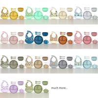 Bavoir en silicone pour bébé, ensemble d'alimentation pour bébé, bol, cuillère, tasse, vaisselle portable en silicone de haute qualité pour enfants, ensemble de couverts de voyage