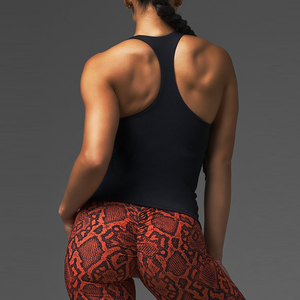 Vêtements de Gym athlétique femmes col bas actif noir pleine longueur dos nageur femmes débardeur - Product Image 2