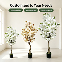 Pohon Sakura Buatan Ramah Lingkungan Anti Api 120cm dengan Bunga Sakura Palsu Hijau Elegan yang Dapat Dilepas untuk Acara Pesta Pernikahan.