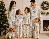 Ensemble de pyjamas de Noël pour la famille, manches longues, imprimé couleur, personnalisable, disponible en modal, bambou, texture lyocell