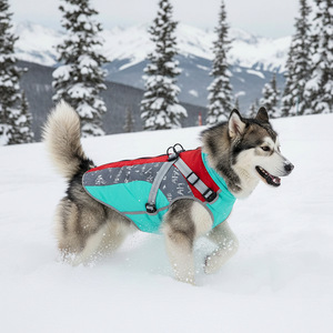 <b>Dog</b> Cotton Padded Jacket Sky Blue Red Winter Windproof Coat For Pet Puppy Clothes Thick Warm Outerwear - Product Image 2