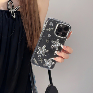 Custodia per telefono epossidica di lusso in argento con strass con Design a stella <span class=keywords><strong>Cover</strong></span> in Silicone antiurto per <span class=keywords><strong>iPhone</strong></span> 17 Pro Max 16 Pro 14 modello 13 <span class=keywords><strong>Xr</strong></span> - Product Image 5
