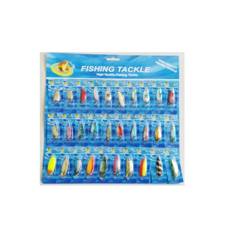 China stock atacado 3g-7g assorted Artifical isca de pesca set 30pcs colher iscas de metal pacote cartão