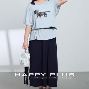 Runqi Ensemble pour femmes grandes tailles, t-shirt à épaules dénudées imprimé teckel, robe midi noire sans manches avec ceinture N9176 - Product Image 5