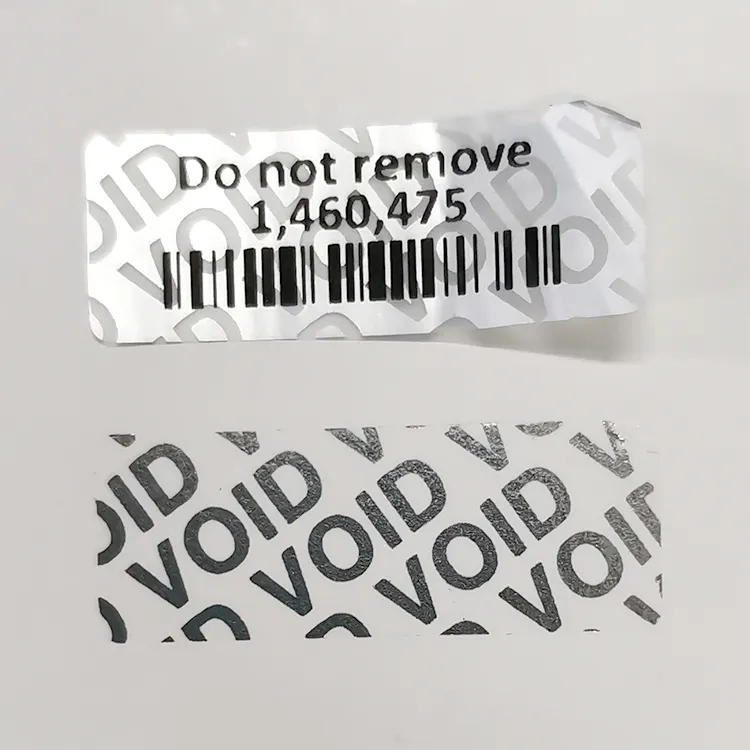 High Quality Custom Design Logo Printing Anti-counterfeiting Security Serial Number Anti-fake Label Remove VOID Barcode Stickers