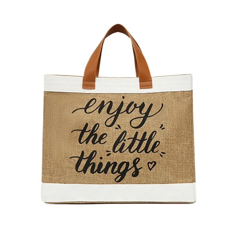 MR borsa Tote in lino naturale borsa a tracolla portatile da spiaggia Shopping Bag pieghevole Eco Friendly
