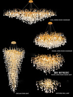 Lustres modernes, luminaires suspendus, longs lustres pour escalier, luminaires en cristal creux, lustres de luxe pour hall de villa, grand lustre pour la décoration de la maison