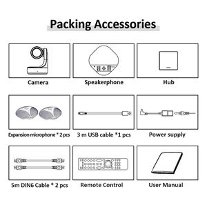 JJTS Fourniture d'usine Petite taille moyenne Conférence Meet hd 1080p Mise au point automatique 12x Caméra avec haut-parleur Combinaison de <span class=keywords><strong>téléphone</strong></span> - Product Image 4