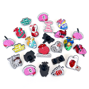 Promotional Metal Black Plated Soft Enamel <strong>Pin</strong> Custom Designed Cartoon Heart Brain Ribbed Uterus Lapel <strong>Pin</strong> <strong>Badge</strong> With <strong>Back</strong> Card - Product Image 1
