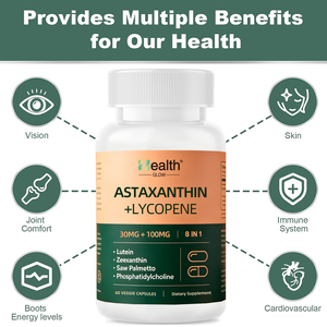 แคปซูลแอสตาแซนธินแบบแข็ง ผู้ผลิตอาหารเสริมแบบ OEM สำหรับผู้ทานมังสวิรัติ สารต้านอนุมูลอิสระ บำรุงสายตา ผิว ข้อต่อ สมอง สุขภาพดี รับผลิตแบรนด์ส่วนตัว จำนวนมาก มาตรฐาน GMP - Product Image 4