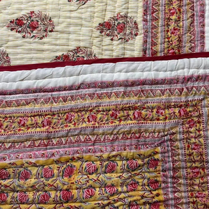 Mejor Rajasthani estampado ligero hecho a mano PureCotton KanthaQuilt orgánico Reversible Kantha edredón para invierno - Product Image 1