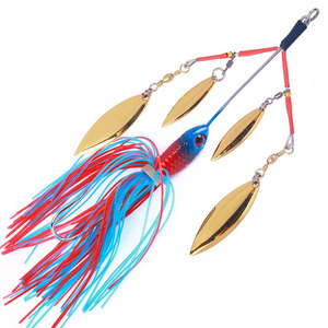 Esca da <span class=keywords><strong>Pesca</strong></span> Spinnerbait 22,8g 13cm <span class=keywords><strong>con</strong></span> 4 Pale a Forma di Salice, Gonna in Silicone, Rig a Ombrello, Esca Artificiale per <span class=keywords><strong>Pesca</strong></span> al Bass e al Luccio - Product Image 3