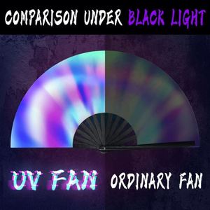 พัดไม้ไผ่พับได้คุณภาพสูง ขนาด 13 นิ้ว ลายกังฟูไทเก๊ก พิมพ์ลายจีนตามสั่ง พร้อมเอฟเฟกต์เรืองแสง UV ขนาด 33 ซม. ของขวัญทางธุรกิจ - Product Image 2