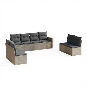 Pe <b>Rattan</b> Garden <b>Sofa</b> Set Grey 6 Seater Contemporary Outdoor Furniture Garden Use - Product Image 1