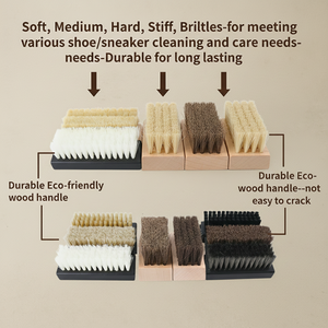 工場供給 カスタム無料ロゴ ソフト・ミディアム・ハード毛 木製ハンドル スニーカー・靴用クリーニングブラシ 靴の清掃とケア用 - Product Image 3