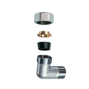 Gomito Maschio Cromato 3/4 X 22 con Cono Singolo in Gomma per Impianti Idraulici in Rame - Product Image 1