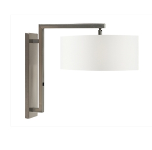 Unique Design Brushed Nickel <b>Wall</b> Lamp with Round Shape Linen Fabric Lampshade for Hospitality Lighting - Product Image 3