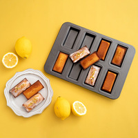 Moule à gâteau Financier Bakeey à 8 cavités en acier au carbone épaissi, antiadhésif, compatible four, pour brownies, pains et pâtisseries, idéal pour la cuisson à la maison