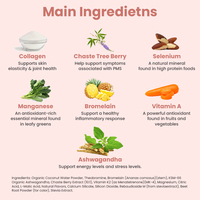 Poudre d'hydratation et d'équilibre hormonal pour la peau et les cheveux, superaliment biologique tout-en-un, hydratation naturelle et équilibre hormonal