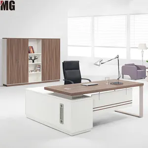 L Shaped Desk Set With Hutch Executive CEO Manager Desk Modern Office Boss Desk