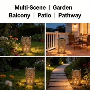 Lanterne solaire d'extérieur étanche à l'eau et à la poussière IP44, lumière chaude sculptée, un compagnon réconfortant les nuits de pluie - Product Image 4