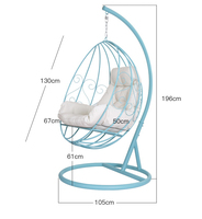Design traditionnel bleu métal fer forgé suspendu oeuf balançoire chaise pour jardin porche salon extérieur Patio cour usine