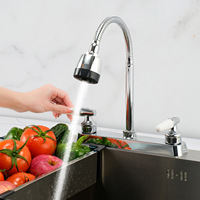 Robinet de cuisine universel rotatif de style américain pour camping-car, double poignée, chaud/froid, ABS électroplaqué, interface à double trou, pour évier de camping-car