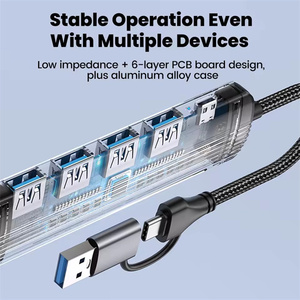 7 en 1 <span class=keywords><strong>USB</strong></span> <span class=keywords><strong>Hub</strong></span> 3.0 Splitter pour PC Portable Tablette Haute Vitesse Type C Station D'accueil pour <span class=keywords><strong>Bureau</strong></span> Travail <span class=keywords><strong>USB</strong></span> Disque - Product Image 4