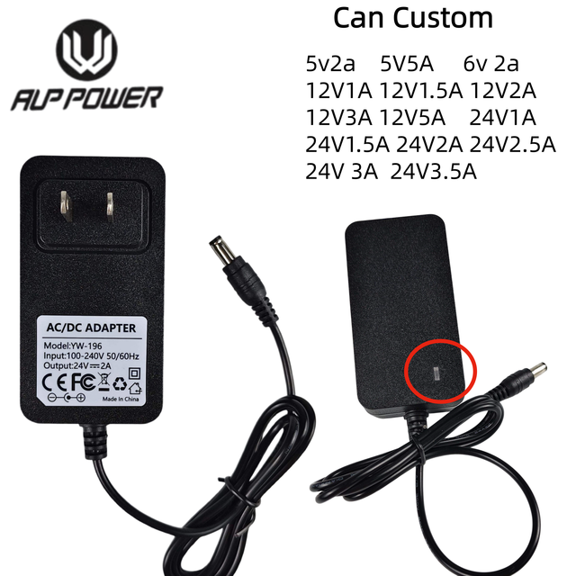 Can Custom Power Adapter 12 Volt 2 Amp 1A-3.5A Wall Charger Adapter Indicator Light Ac Dc Switching Power Supply for Electronics