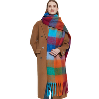 Écharpe enveloppante en cachemire à motif tartan, épaisse et colorée, en laine à carreaux pour l'hiver
