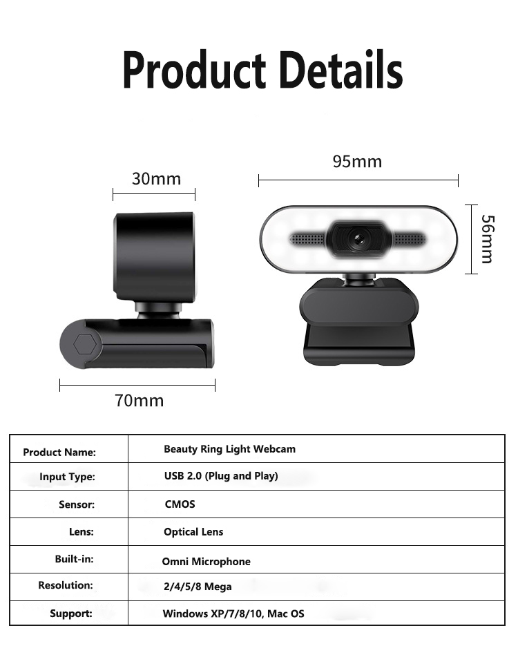 C35 Kolitt Video Chat Webcam 4K 2K For Zoom Skype Video App