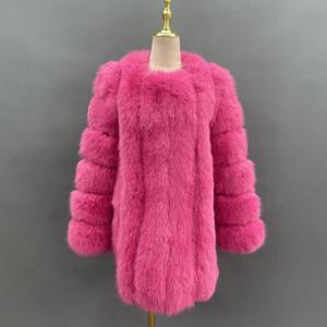 Janefur Nouveau Design Manteau en Fausse Fourrure de Renard Long Blanc <span class=keywords><strong>Camel</strong></span> Rouge Bleu Hiver Rose <span class=keywords><strong>Veste</strong></span> en Fourrure Artificielle - Product Image 6