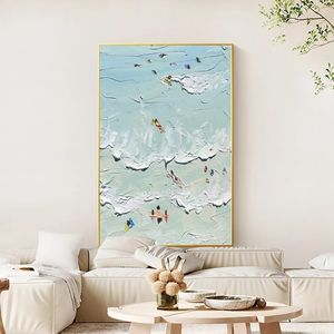 ภาพวาดสีน้ำมันชายหาดภาพวาดติดผนังรูปชีวิตสำหรับตกแต่งห้องนั่งเล่น - Product Image 2