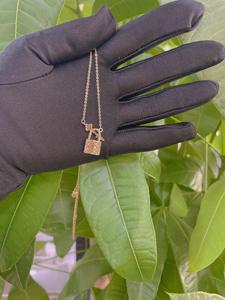 Collar de cobre de joyería, colgante de cerradura de circón con llave pequeña - Product Image 6