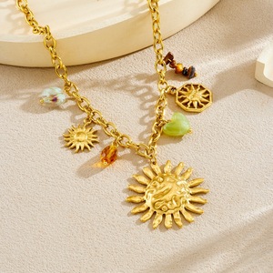 European American Fashion Sun Pendant Stainless Steel Jewelry <b>Set</b> Women's - Product Image 1