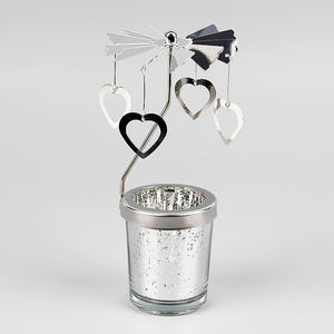 Porte-bougie en verre et métal rotatif Or et argent pour la décoration de table de mariage Centre de table de fête - Product Image 5